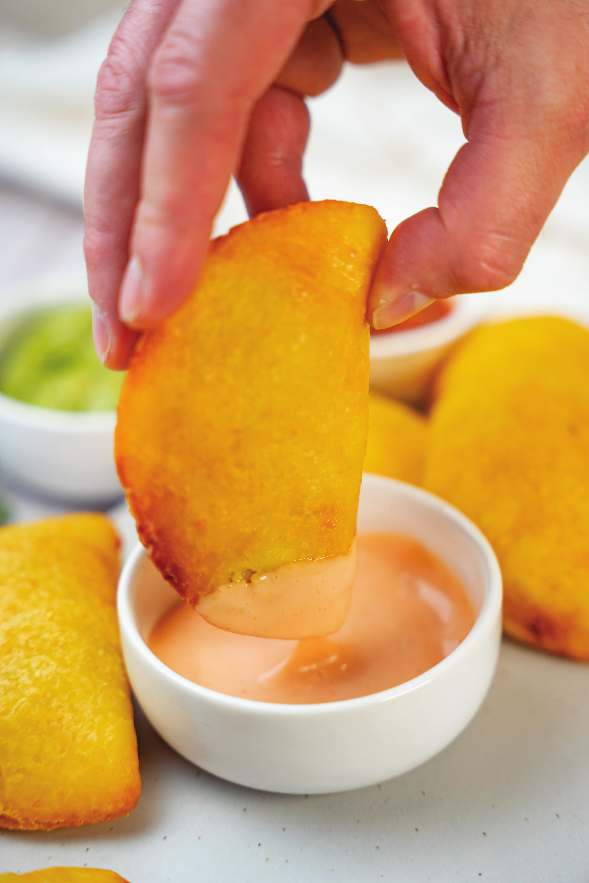 Colombian empanada with dipping sauce